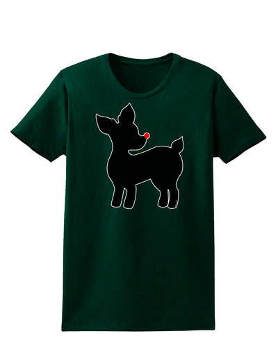 Cute Rudolph Silhouette - Christmas Womens Dark T-Shirt by TooLoud-Womens T-Shirt-TooLoud-Forest-Green-Small-Davson Sales