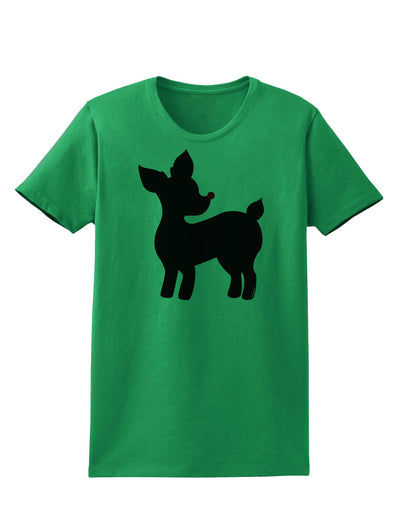 Cute Rudolph Silhouette - Christmas Womens T-Shirt by TooLoud-Womens T-Shirt-TooLoud-Kelly-Green-X-Small-Davson Sales