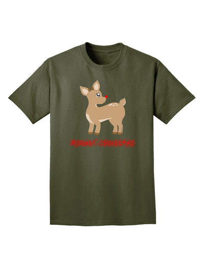 Cute Rudolph the Reindeer - Merry Christmas Adult Dark T-Shirt by TooLoud-Mens T-Shirt-TooLoud-Military-Green-Small-Davson Sales