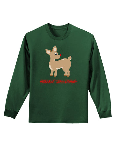 Cute Rudolph the Reindeer - Merry Christmas Adult Long Sleeve Dark T-Shirt by TooLoud-TooLoud-Dark-Green-Small-Davson Sales