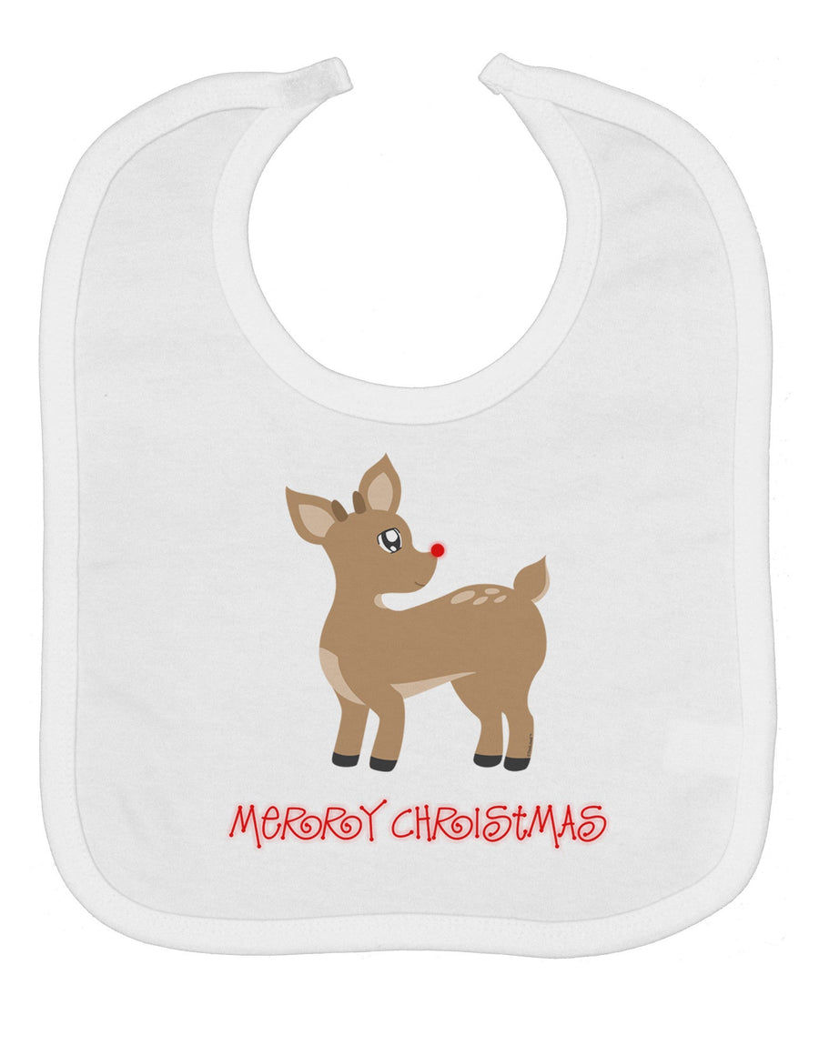 Cute Rudolph the Reindeer - Merry Christmas Baby Bib by TooLoud