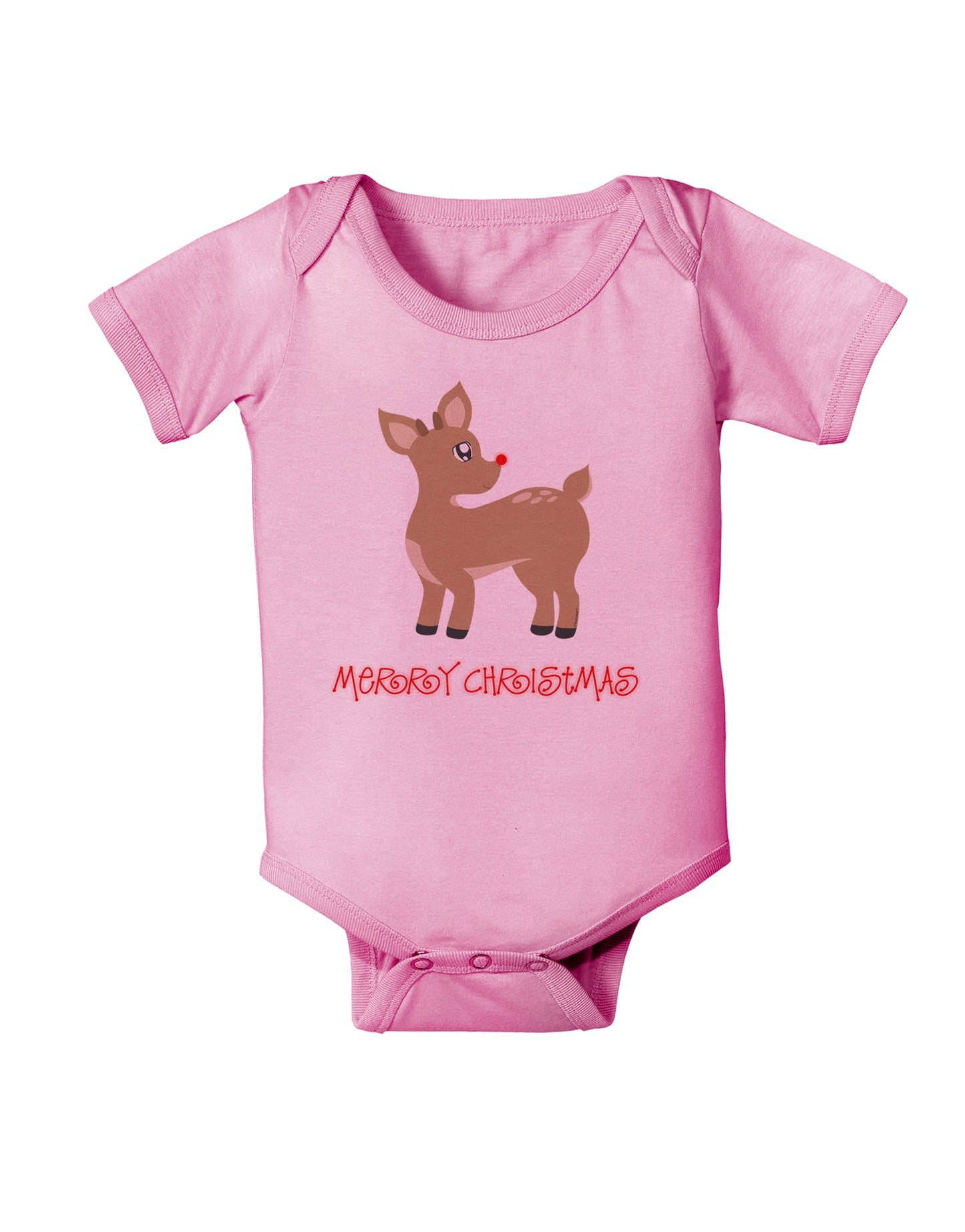 Cute Rudolph the Reindeer - Merry Christmas Baby Romper Bodysuit by TooLoud-Baby Romper-TooLoud-Light-Pink-06-Months-Davson Sales