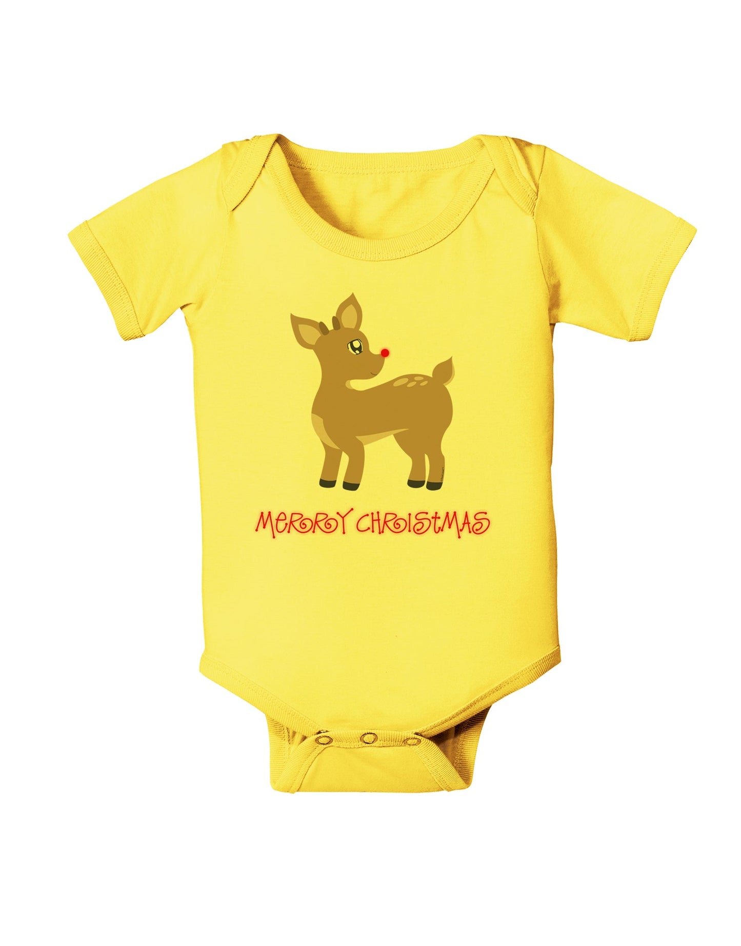 Cute Rudolph the Reindeer - Merry Christmas Baby Romper Bodysuit by TooLoud-Baby Romper-TooLoud-Yellow-06-Months-Davson Sales
