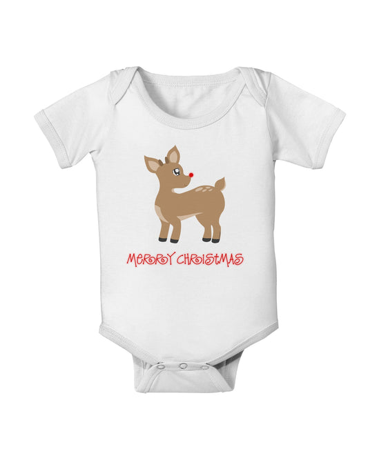 Cute Rudolph the Reindeer - Merry Christmas Baby Romper Bodysuit by TooLoud-Baby Romper-TooLoud-White-06-Months-Davson Sales