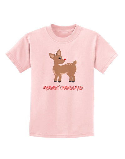 Cute Rudolph the Reindeer - Merry Christmas Childrens T-Shirt by TooLoud-Childrens T-Shirt-TooLoud-PalePink-X-Small-Davson Sales