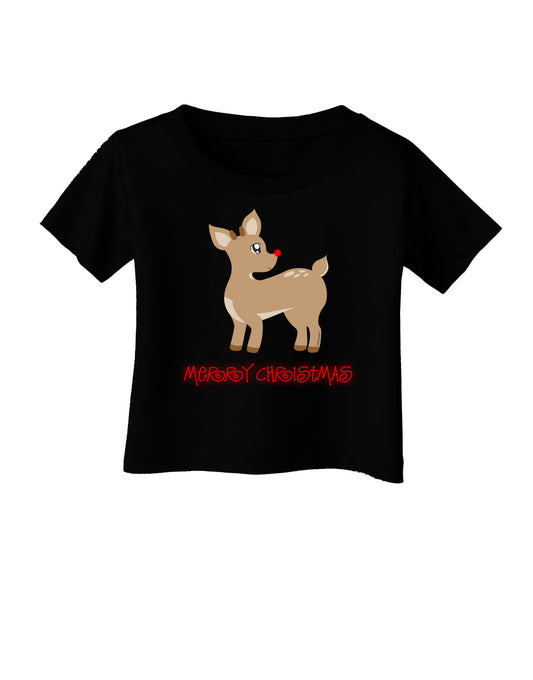 Cute Rudolph the Reindeer - Merry Christmas Infant T-Shirt Dark by TooLoud-Infant T-Shirt-TooLoud-Black-06-Months-Davson Sales