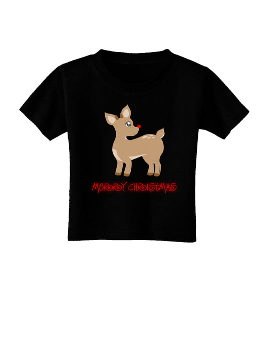 Cute Rudolph the Reindeer - Merry Christmas Toddler T-Shirt Dark by TooLoud-Toddler T-Shirt-TooLoud-Black-2T-Davson Sales
