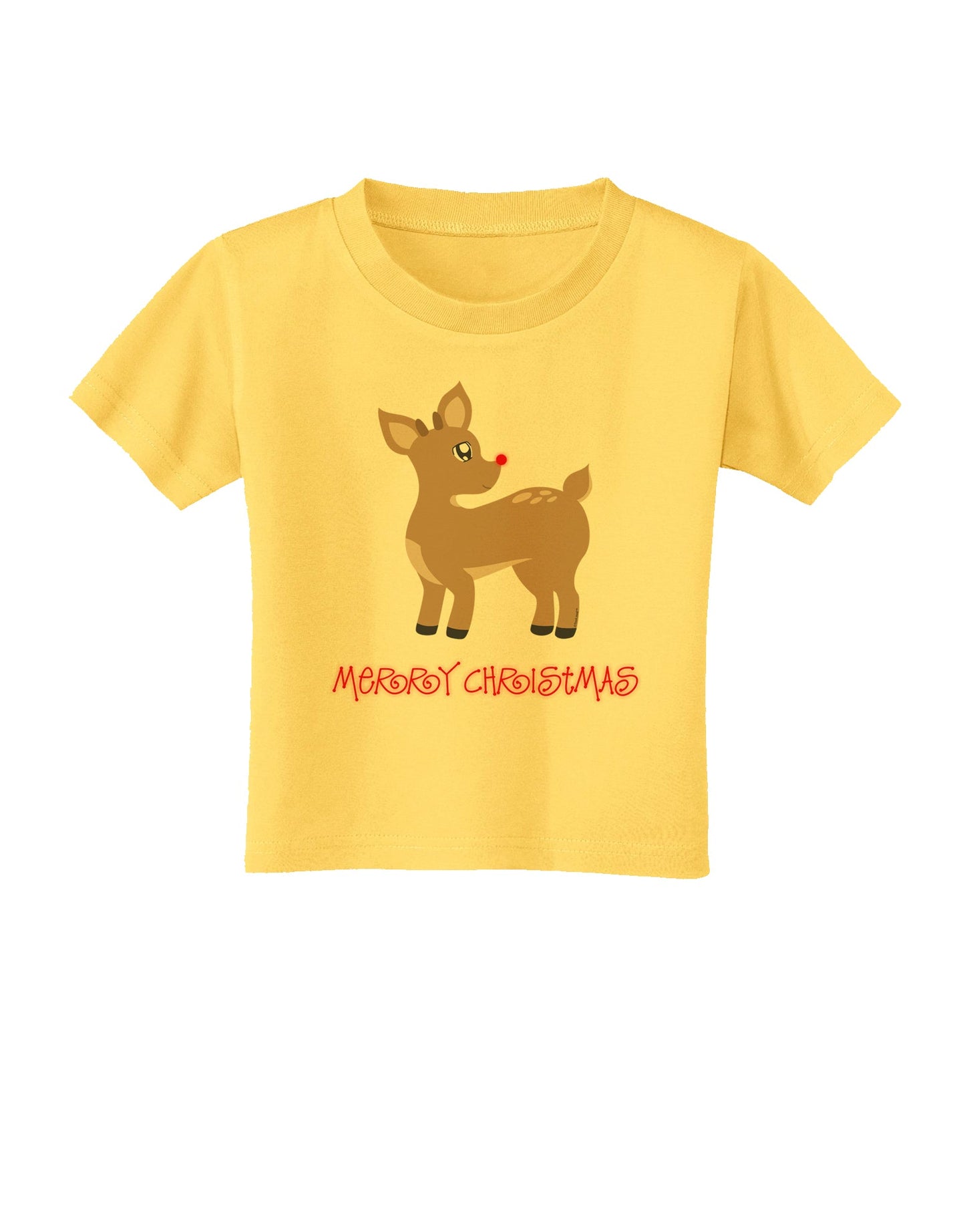 Cute Rudolph the Reindeer - Merry Christmas Toddler T-Shirt by TooLoud-Toddler T-Shirt-TooLoud-Yellow-2T-Davson Sales