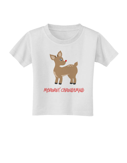 Cute Rudolph the Reindeer - Merry Christmas Toddler T-Shirt by TooLoud-Toddler T-Shirt-TooLoud-White-2T-Davson Sales