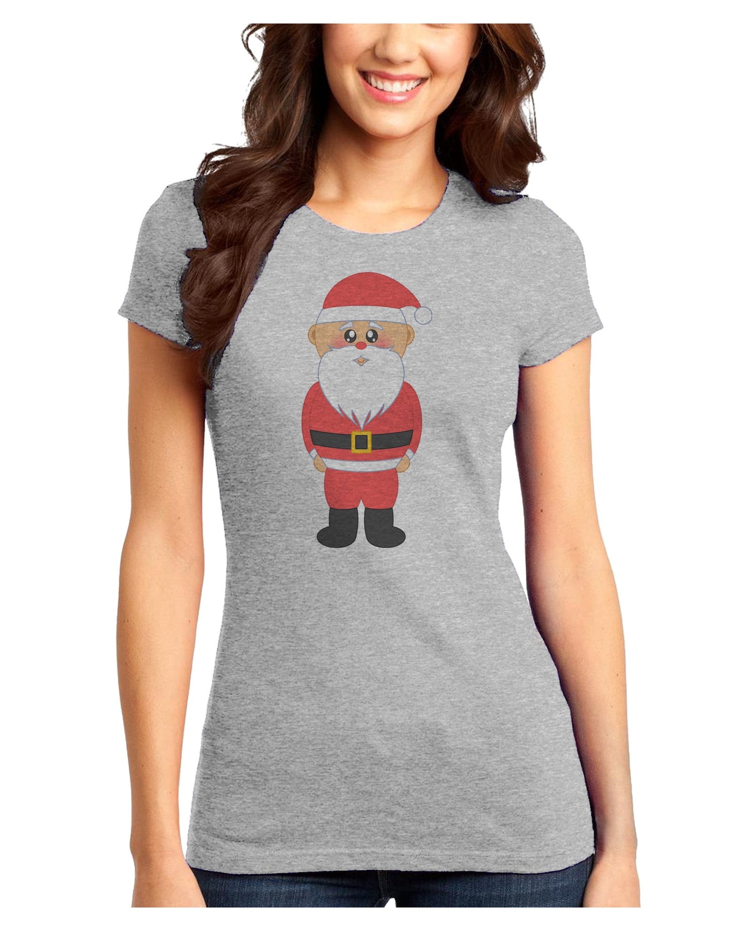 Cute Santa Claus Christmas Juniors T-Shirt-Womens Juniors T-Shirt-TooLoud-Ash-Gray-Juniors Fitted XS-Davson Sales