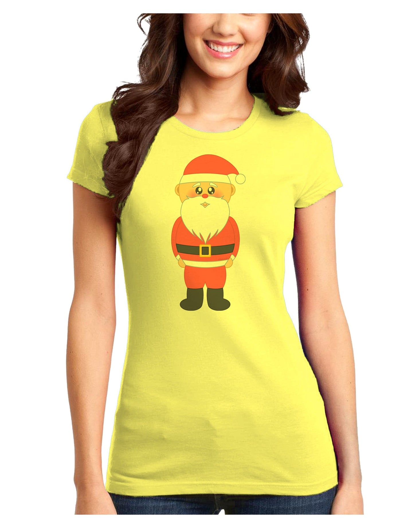 Cute Santa Claus Christmas Juniors T-Shirt-Womens Juniors T-Shirt-TooLoud-Yellow-Juniors Fitted XS-Davson Sales