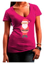 Cute Santa Claus Christmas Juniors V-Neck Dark T-Shirt-Womens V-Neck T-Shirts-TooLoud-Hot-Pink-Juniors Fitted Small-Davson Sales