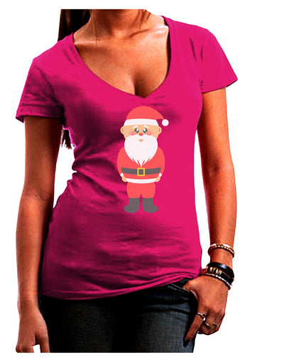 Cute Santa Claus Christmas Juniors V-Neck Dark T-Shirt-Womens V-Neck T-Shirts-TooLoud-Hot-Pink-Juniors Fitted Small-Davson Sales