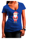 Cute Santa Claus Christmas Juniors V-Neck Dark T-Shirt-Womens V-Neck T-Shirts-TooLoud-Royal-Blue-Juniors Fitted Small-Davson Sales