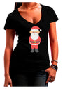 Cute Santa Claus Christmas Juniors V-Neck Dark T-Shirt-Womens V-Neck T-Shirts-TooLoud-Black-Juniors Fitted Small-Davson Sales