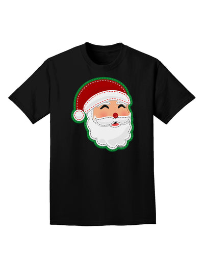 Cute Santa Claus Face Faux Applique Adult Dark T-Shirt-Mens T-Shirt-TooLoud-Black-Small-Davson Sales