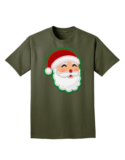 Cute Santa Claus Face Faux Applique Adult Dark T-Shirt-Mens T-Shirt-TooLoud-Military-Green-Small-Davson Sales