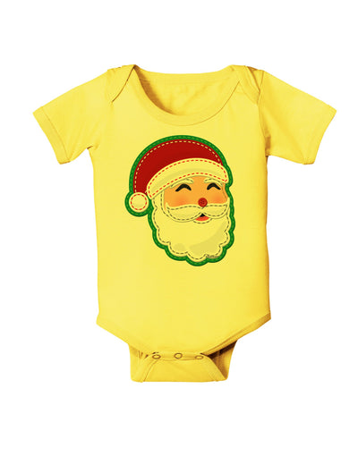 Cute Santa Claus Face Faux Applique Baby Romper Bodysuit-Baby Romper-TooLoud-Yellow-06-Months-Davson Sales
