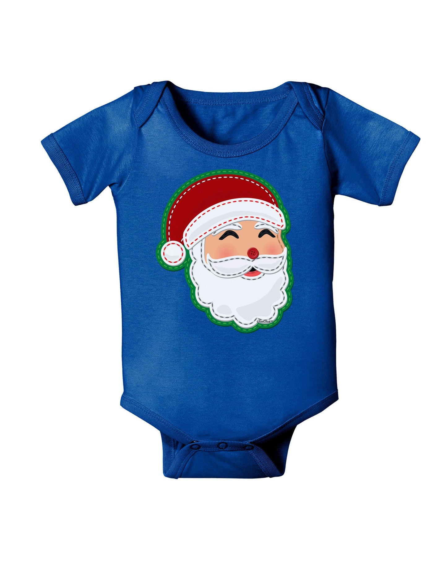 Cute Santa Claus Face Faux Applique Baby Romper Bodysuit Dark-Baby Romper-TooLoud-Royal-Blue-06-Months-Davson Sales