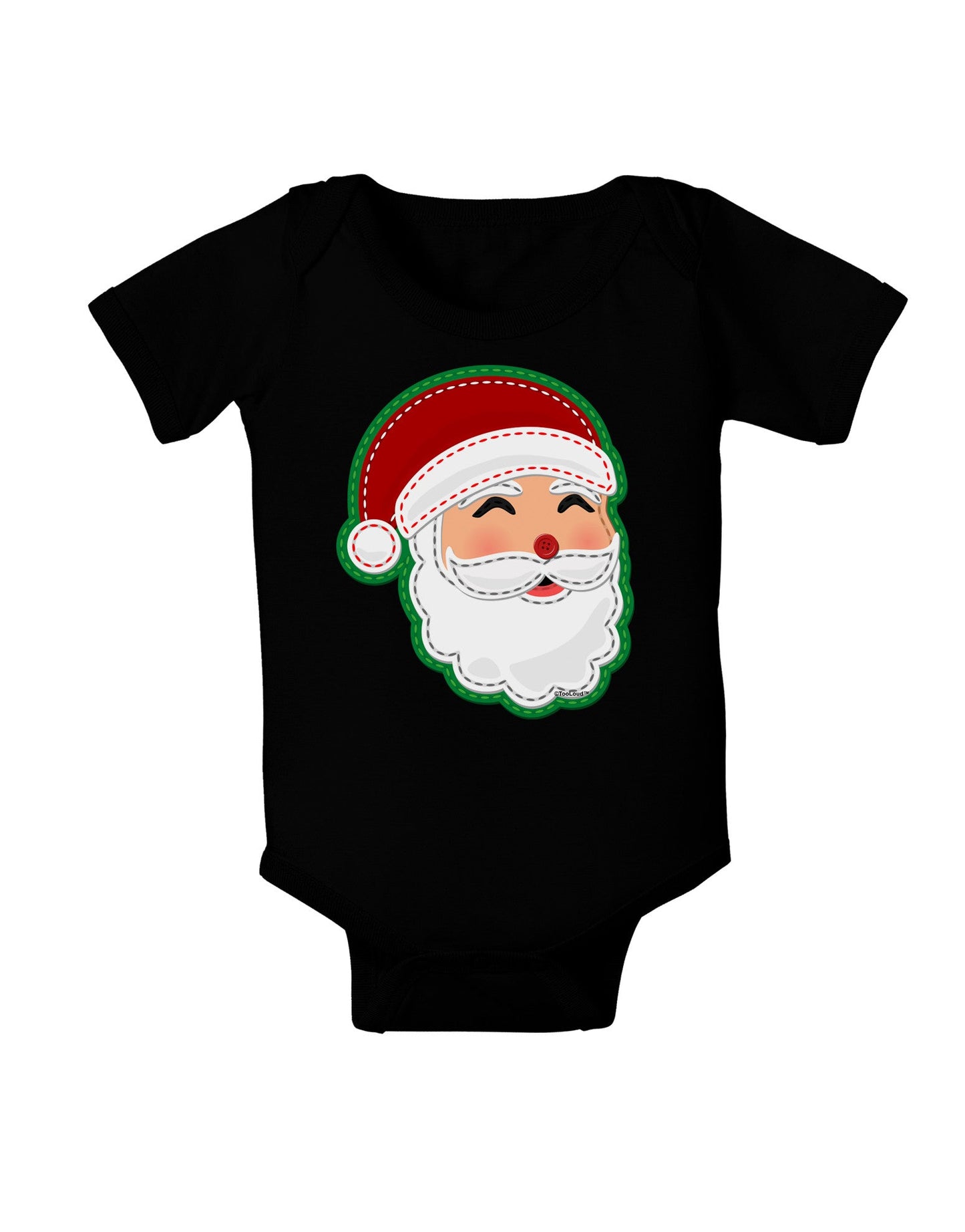 Cute Santa Claus Face Faux Applique Baby Romper Bodysuit Dark-Baby Romper-TooLoud-Black-06-Months-Davson Sales