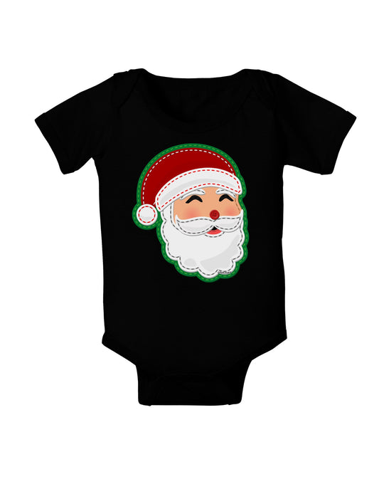 Cute Santa Claus Face Faux Applique Baby Romper Bodysuit Dark-Baby Romper-TooLoud-Black-06-Months-Davson Sales