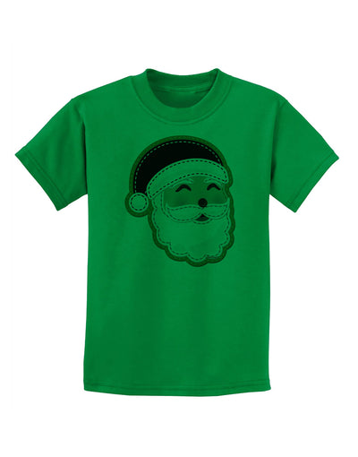 Cute Santa Claus Face Faux Applique Childrens T-Shirt-Childrens T-Shirt-TooLoud-Kelly-Green-X-Small-Davson Sales