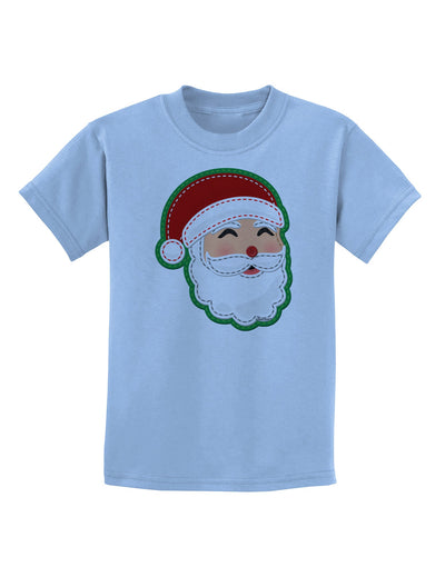 Cute Santa Claus Face Faux Applique Childrens T-Shirt-Childrens T-Shirt-TooLoud-Light-Blue-X-Small-Davson Sales
