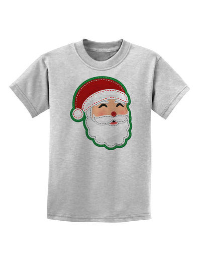 Cute Santa Claus Face Faux Applique Childrens T-Shirt-Childrens T-Shirt-TooLoud-AshGray-X-Small-Davson Sales