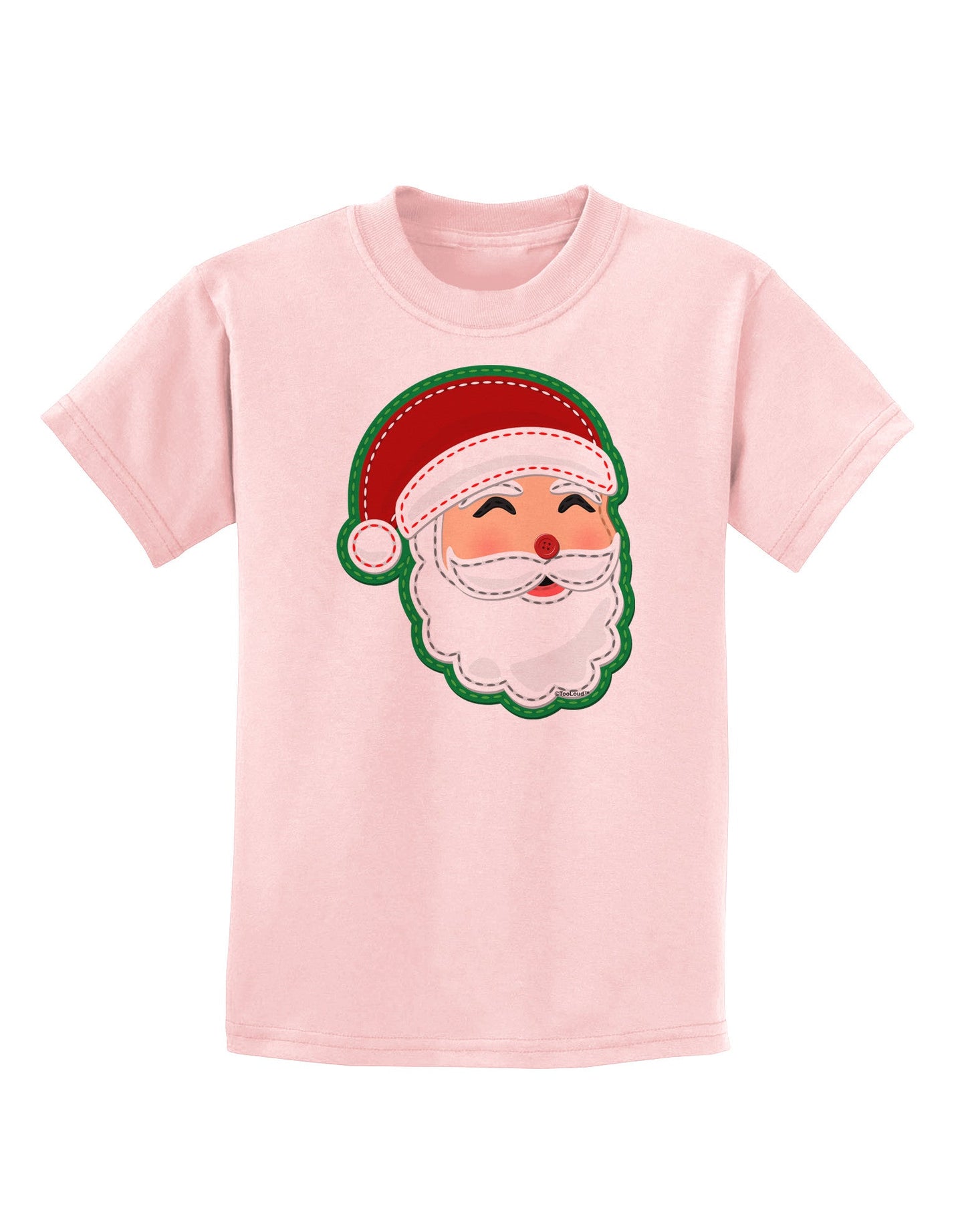 Cute Santa Claus Face Faux Applique Childrens T-Shirt-Childrens T-Shirt-TooLoud-PalePink-X-Small-Davson Sales