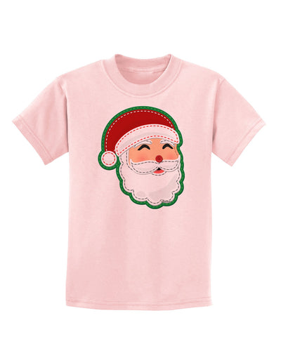 Cute Santa Claus Face Faux Applique Childrens T-Shirt-Childrens T-Shirt-TooLoud-PalePink-X-Small-Davson Sales
