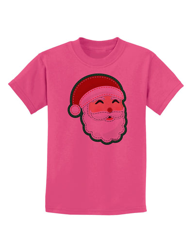 Cute Santa Claus Face Faux Applique Childrens T-Shirt-Childrens T-Shirt-TooLoud-Sangria-X-Small-Davson Sales