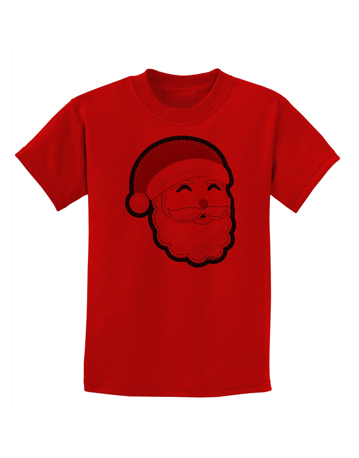 Cute Santa Claus Face Faux Applique Childrens T-Shirt-Childrens T-Shirt-TooLoud-Red-X-Small-Davson Sales