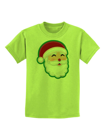 Cute Santa Claus Face Faux Applique Childrens T-Shirt-Childrens T-Shirt-TooLoud-Lime-Green-X-Small-Davson Sales