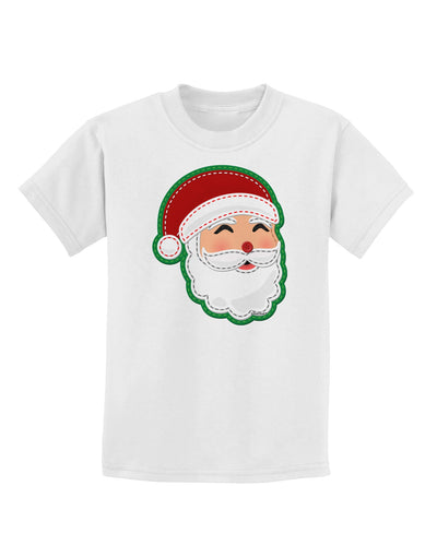 Cute Santa Claus Face Faux Applique Childrens T-Shirt-Childrens T-Shirt-TooLoud-White-X-Small-Davson Sales