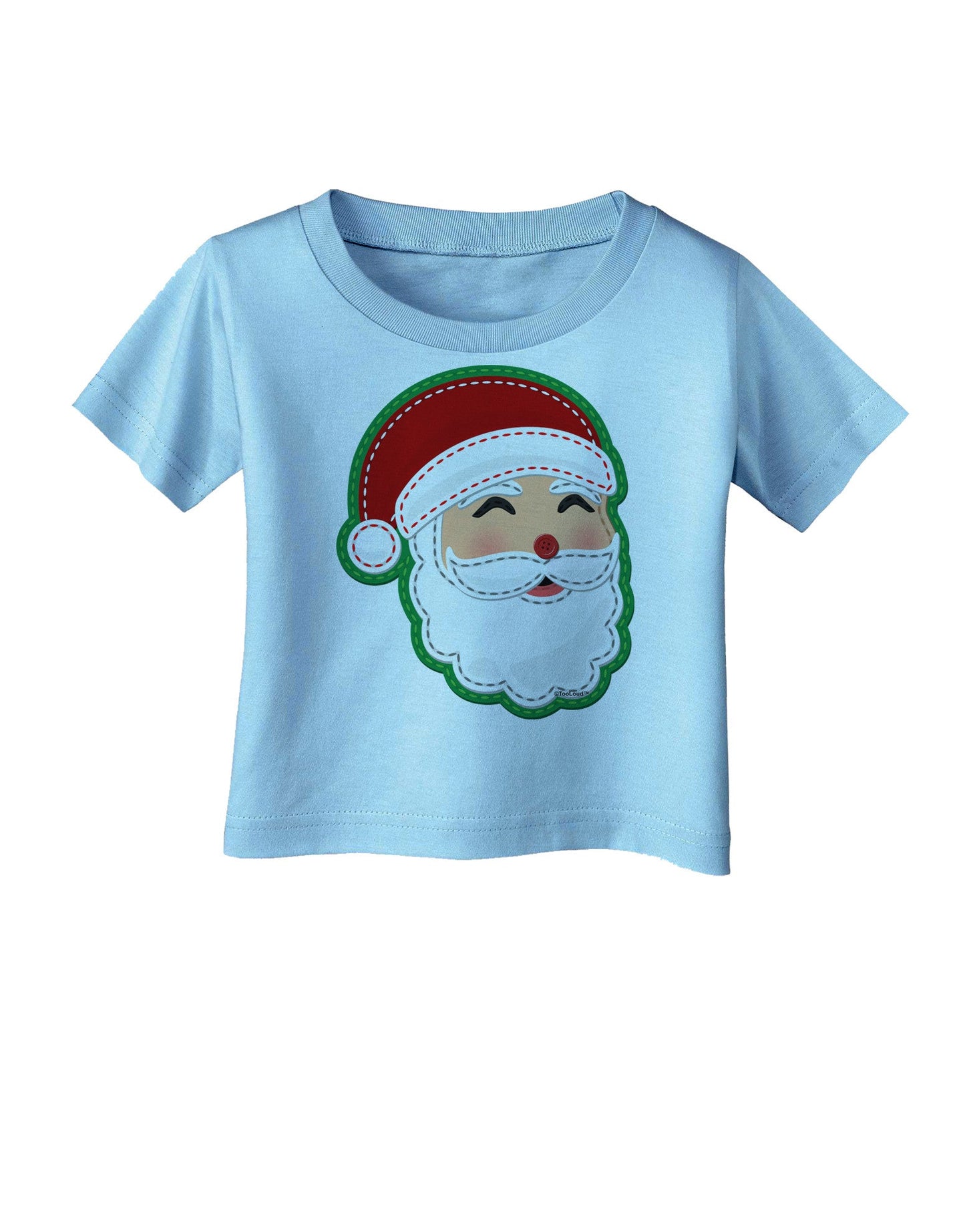Cute Santa Claus Face Faux Applique Infant T-Shirt-Infant T-Shirt-TooLoud-Aquatic-Blue-06-Months-Davson Sales