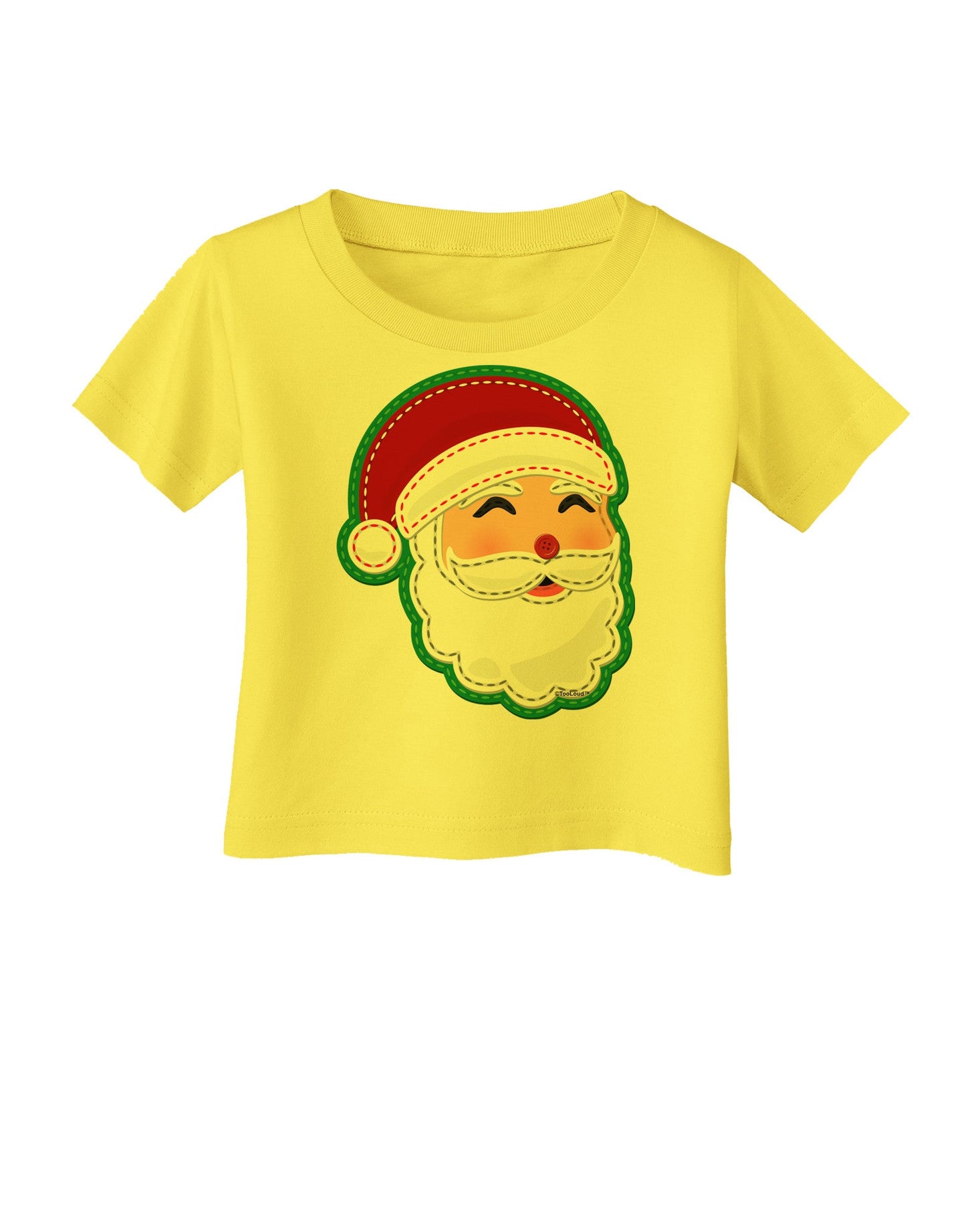 Cute Santa Claus Face Faux Applique Infant T-Shirt-Infant T-Shirt-TooLoud-Yellow-06-Months-Davson Sales