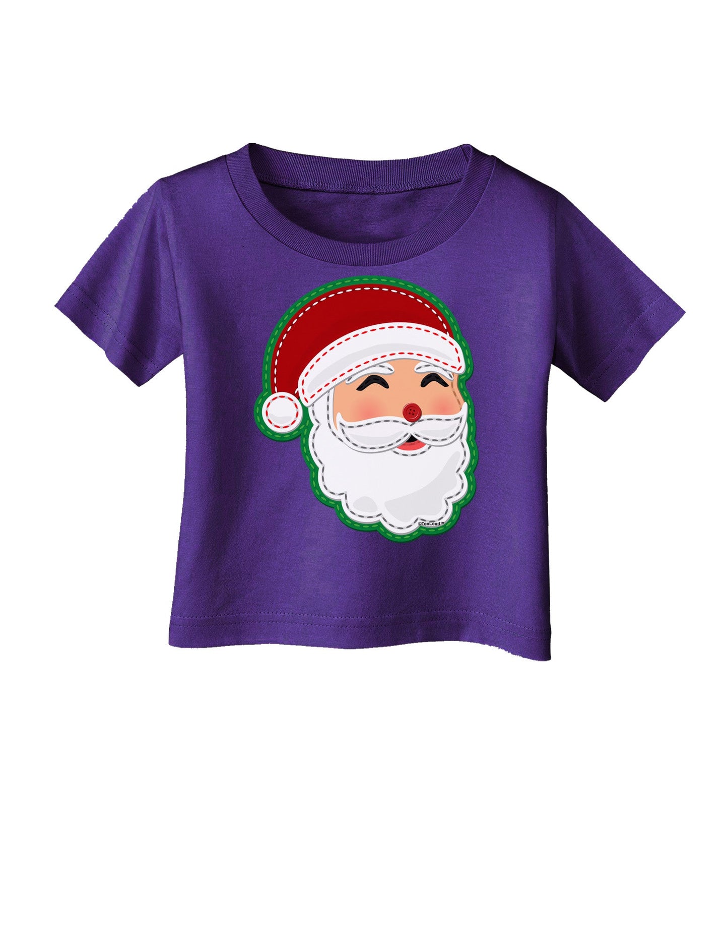 Cute Santa Claus Face Faux Applique Infant T-Shirt Dark-Infant T-Shirt-TooLoud-Purple-06-Months-Davson Sales