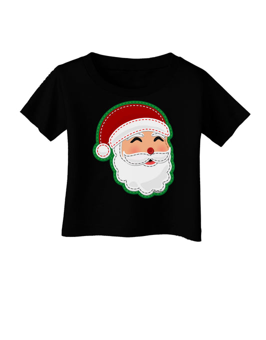 Cute Santa Claus Face Faux Applique Infant T-Shirt Dark-Infant T-Shirt-TooLoud-Black-06-Months-Davson Sales