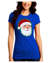 Cute Santa Claus Face Faux Applique Juniors Crew Dark T-Shirt-T-Shirts Juniors Tops-TooLoud-Royal-Blue-Juniors Fitted Small-Davson Sales