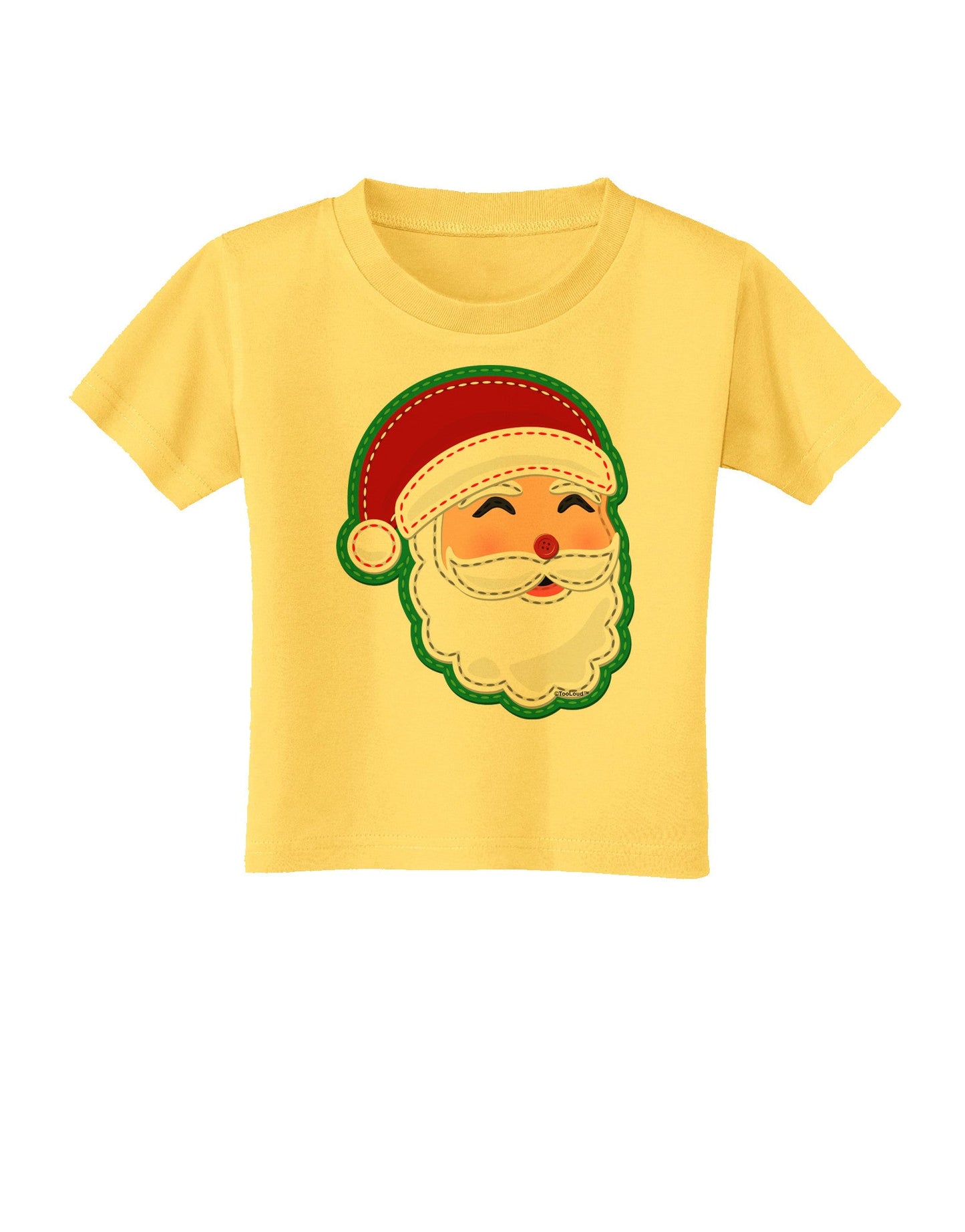 Cute Santa Claus Face Faux Applique Toddler T-Shirt-Toddler T-Shirt-TooLoud-Yellow-2T-Davson Sales