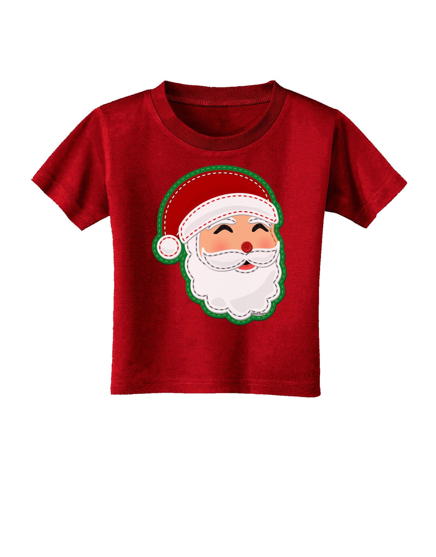 Cute Santa Claus Face Faux Applique Toddler T-Shirt Dark-Toddler T-Shirt-TooLoud-Red-2T-Davson Sales