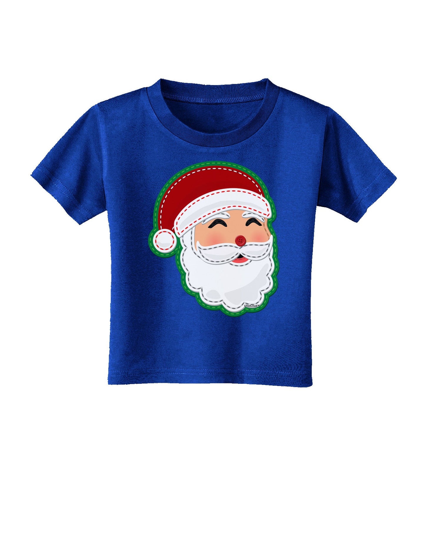 Cute Santa Claus Face Faux Applique Toddler T-Shirt Dark-Toddler T-Shirt-TooLoud-Royal-Blue-2T-Davson Sales