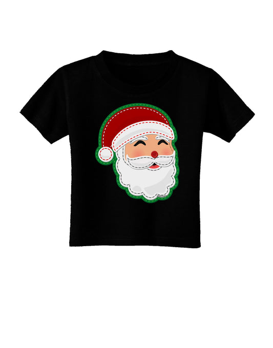 Cute Santa Claus Face Faux Applique Toddler T-Shirt Dark-Toddler T-Shirt-TooLoud-Black-2T-Davson Sales