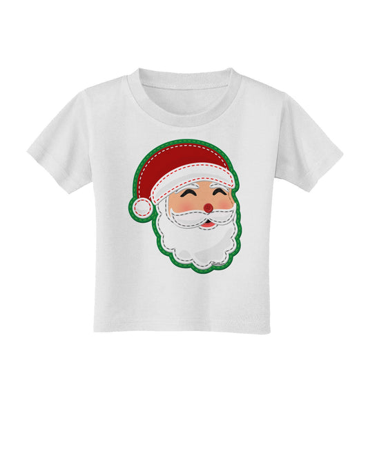 Cute Santa Claus Face Faux Applique Toddler T-Shirt-Toddler T-Shirt-TooLoud-White-2T-Davson Sales