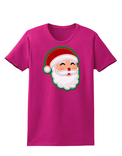 Cute Santa Claus Face Faux Applique Womens Dark T-Shirt-TooLoud-Hot-Pink-Small-Davson Sales