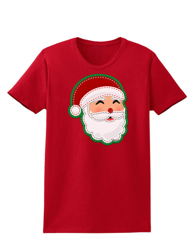 Cute Santa Claus Face Faux Applique Womens Dark T-Shirt-TooLoud-Red-X-Small-Davson Sales