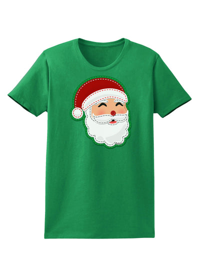 Cute Santa Claus Face Faux Applique Womens Dark T-Shirt-TooLoud-Kelly-Green-X-Small-Davson Sales