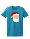 Cute Santa Claus Face Faux Applique Womens Dark T-Shirt-TooLoud-Turquoise-X-Small-Davson Sales