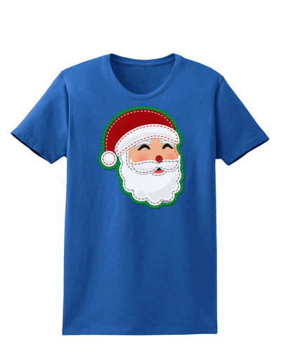 Cute Santa Claus Face Faux Applique Womens Dark T-Shirt-TooLoud-Royal-Blue-X-Small-Davson Sales