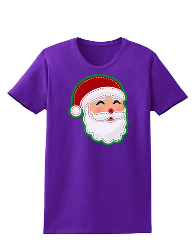 Cute Santa Claus Face Faux Applique Womens Dark T-Shirt-TooLoud-Purple-X-Small-Davson Sales